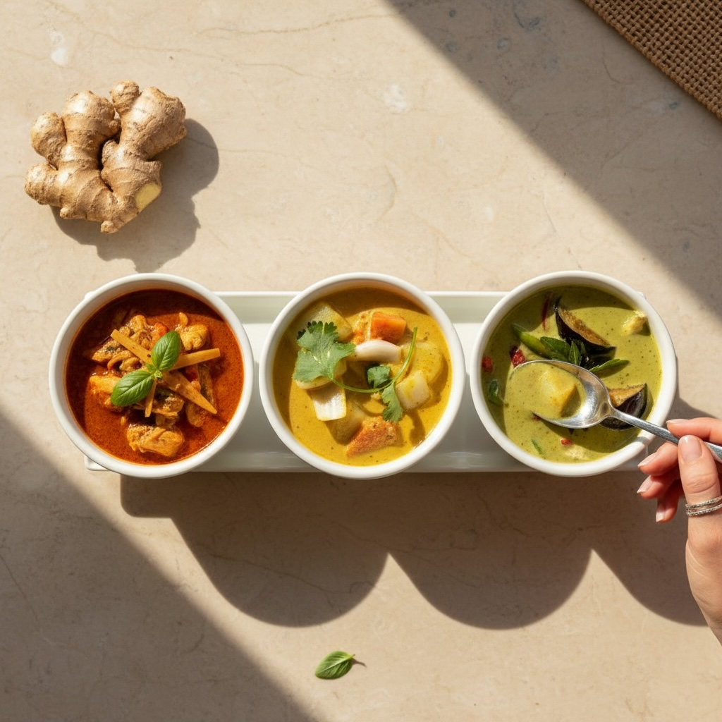 Three Thai curry dishes