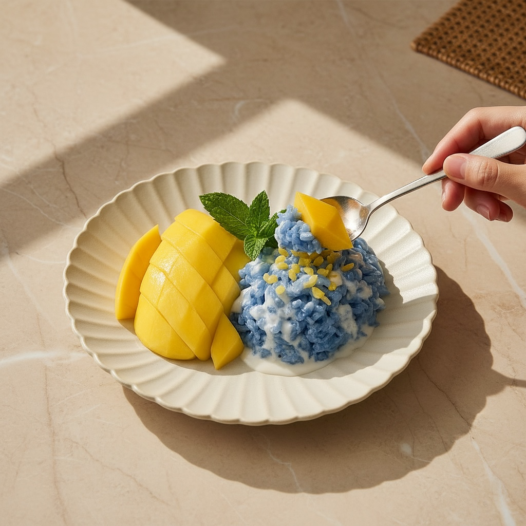 MANGO WITH SWEET STICKY RICE ( SEASONAL )