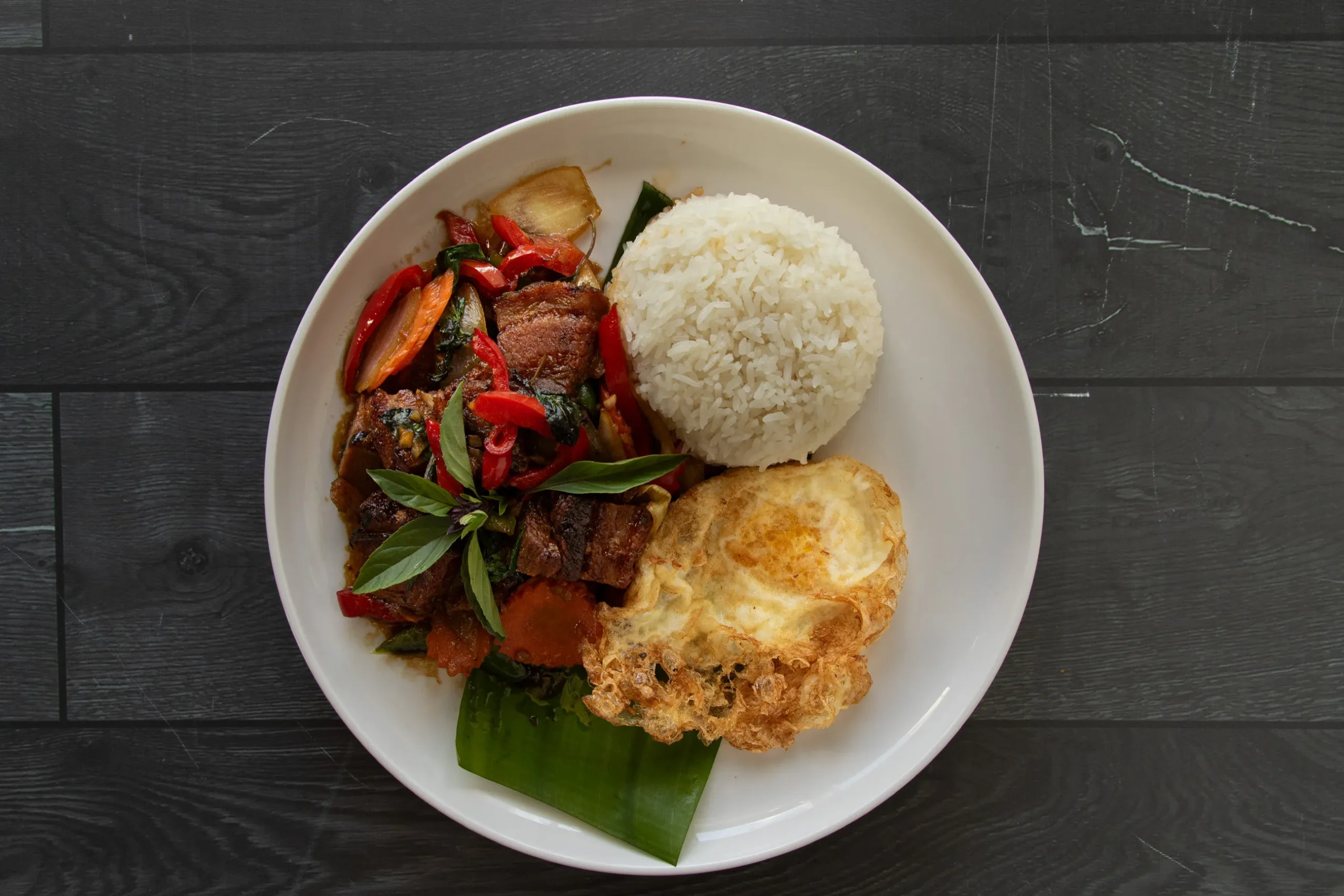 Crispy pork with basil